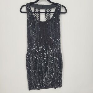 Niteline by Della Roufogali Mini Dress Women Sz 10 Sequin Cocktail Backless vtg